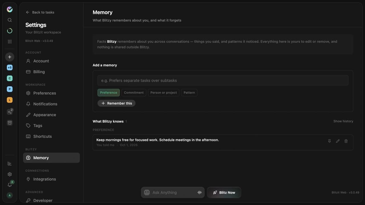 Memory the user can inspect