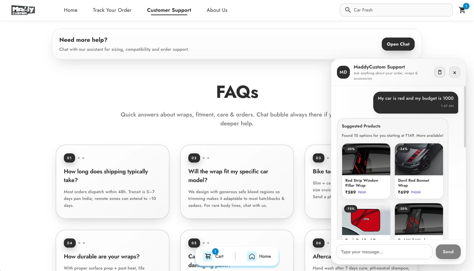 A conversation that returns real products